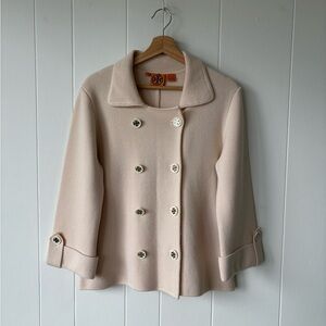 Tory Burch Merino Wool Cream Coat | Size Large